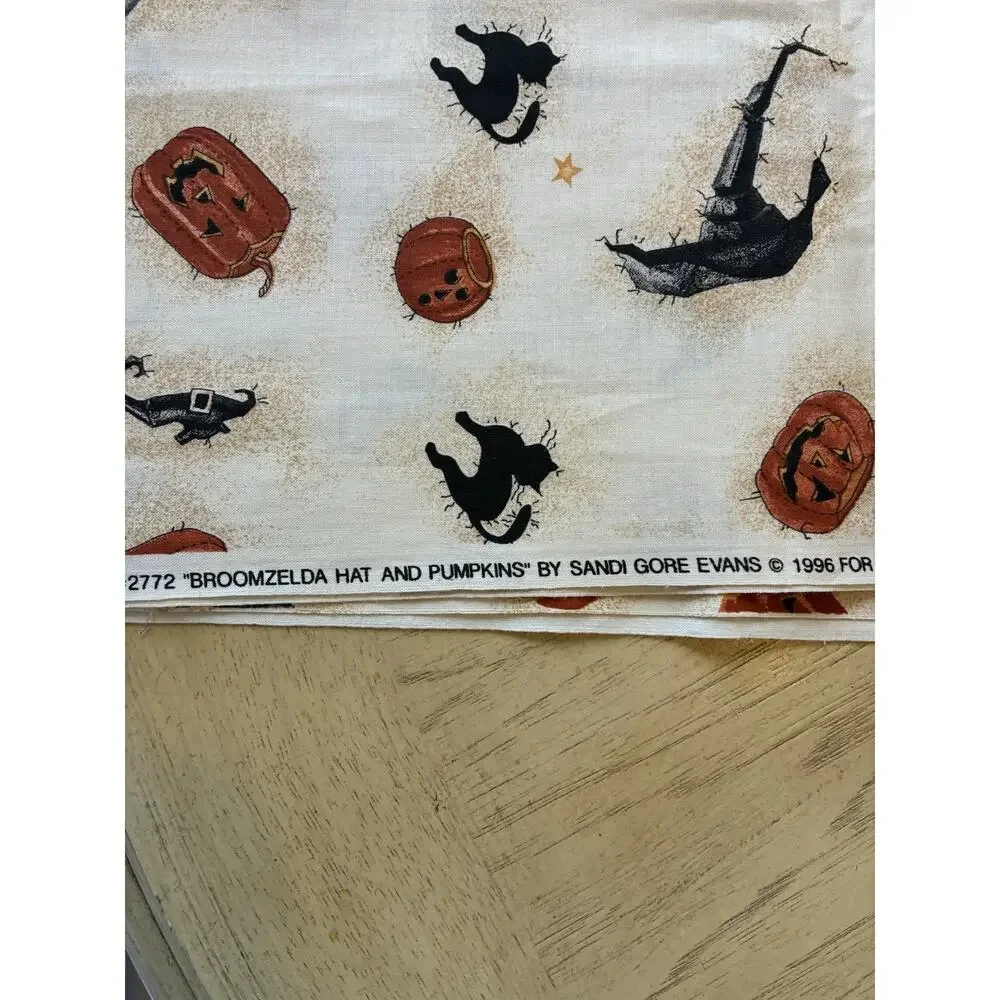 Daisy Kingdom Broomzelda witch Pumpkin Cat fabric cotton 72”x45” Halloween 1996
